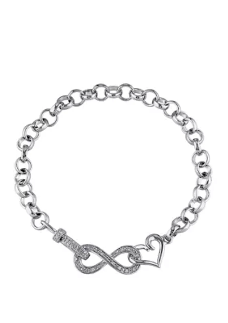 Diamond Accent Infinity Bracelet in Sterling Silver, 7.5"