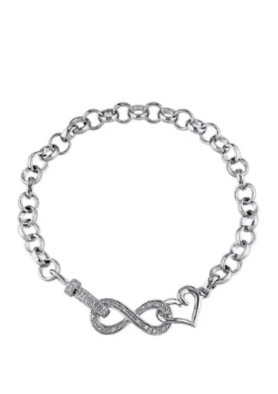 Diamond Accent Infinity Bracelet in Sterling Silver, 7.5"
