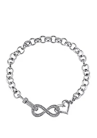 Diamond Accent Infinity Bracelet in Sterling Silver, 7.5"
