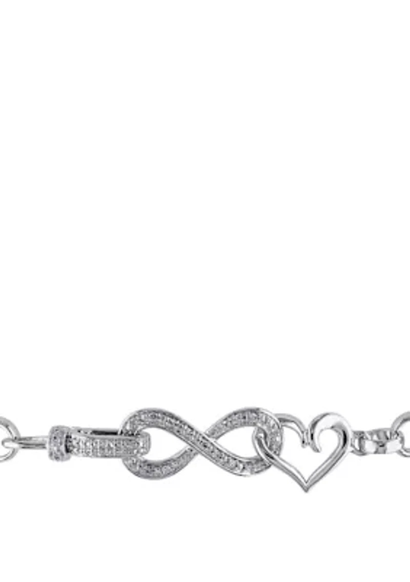 Diamond Accent Infinity Bracelet in Sterling Silver, 7.5"