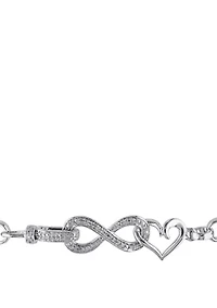 Diamond Accent Infinity Bracelet in Sterling Silver, 7.5"