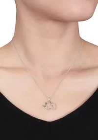 Black Diamond Accent Elephant Pendant in Sterling Silver