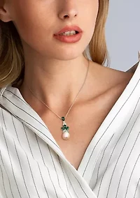 Cultured Freshwater Pearl and 3.25 ct. t.w. Topaz Drop Pendant with Chain in Sterling Silver