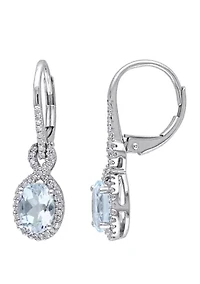1.2 ct. t.w Aquamarine and 1/4 ct. t.w Diamond Oval Drop Earrings in 10K White Gold