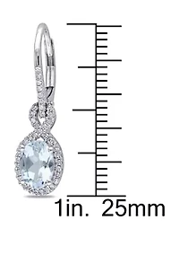 1.2 ct. t.w Aquamarine and 1/4 ct. t.w Diamond Oval Drop Earrings in 10K White Gold