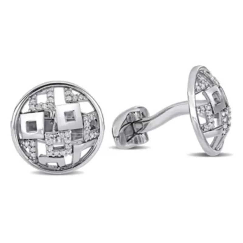 1/5 ct. t.w. Diamond Cufflink Pin in Sterling Silver
