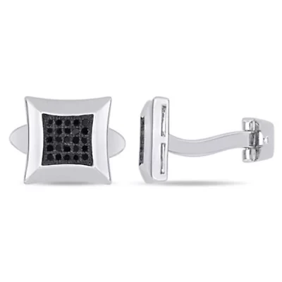 1/4 ct. t.w. Black Diamond Cufflink Pin Sterling Silver with Black Rhodium Plated