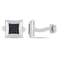 1/4 ct. t.w. Black Diamond Cufflink Pin Sterling Silver with Black Rhodium Plated