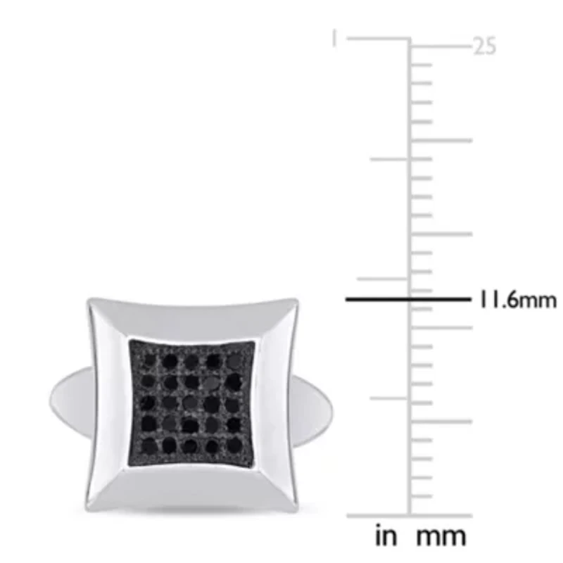 1/4 ct. t.w. Black Diamond Cufflink Pin Sterling Silver with Black Rhodium Plated