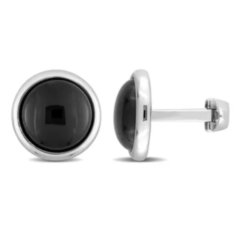 Black Onyx Cufflink Pin in Sterling Silver