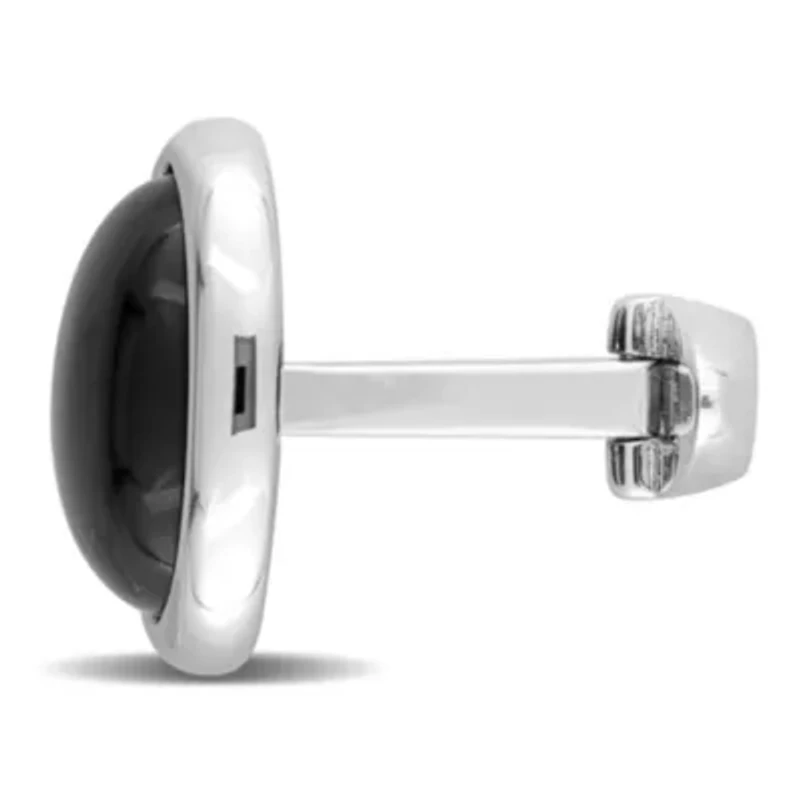 Black Onyx Cufflink Pin in Sterling Silver
