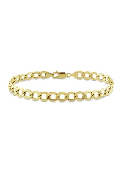 Men's Curb Link Chain Bracelet in 10k Yellow Gold (7 mm/9 in)
