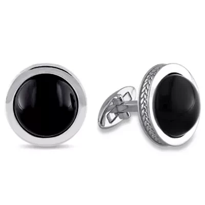 Black Onyx Cufflink Pin in Sterling Silver