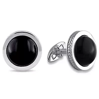 Black Onyx Cufflink Pin in Sterling Silver