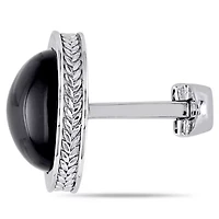 Black Onyx Cufflink Pin in Sterling Silver