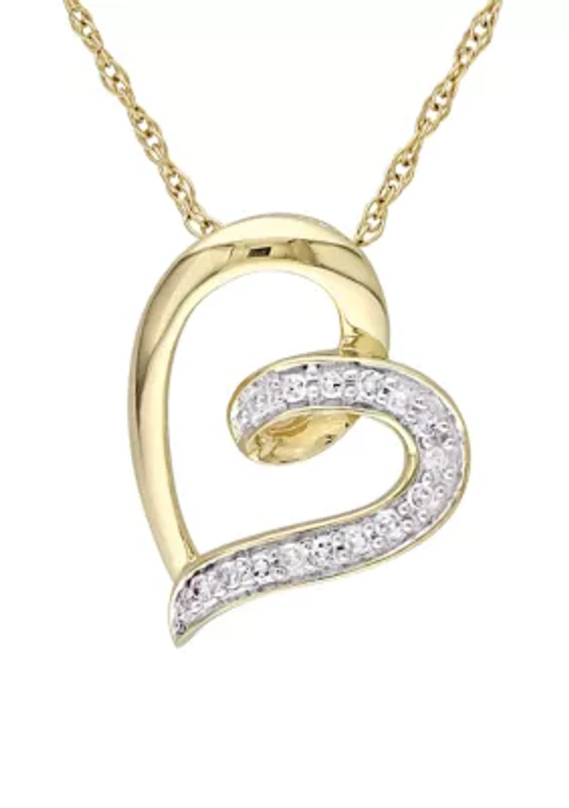 1/10 ct. t.w. Diamond Accent Heart Pendant with Chain in 10K Yellow Gold