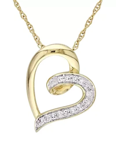  1/10 ct. t.w. Diamond Accent Heart Pendant with Chain in 10K Yellow Gold