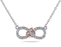 1/10 ct. t.w. Diamond Infinity and Heart Pendant with Chain in Two-Tone Sterling Silver