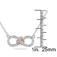 1/10 ct. t.w. Diamond Infinity and Heart Pendant with Chain in Two-Tone Sterling Silver