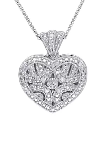 1/10 ct. t.w. Diamond Accent Heart Locket Necklace