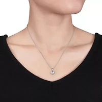 3/4 ct. t.g.w Aquamarine and 1/10 ct. t.w. Diamond Pendant with Chain in Sterling Silver