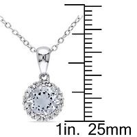 3/4 ct. t.g.w Aquamarine and 1/10 ct. t.w. Diamond Pendant with Chain in Sterling Silver