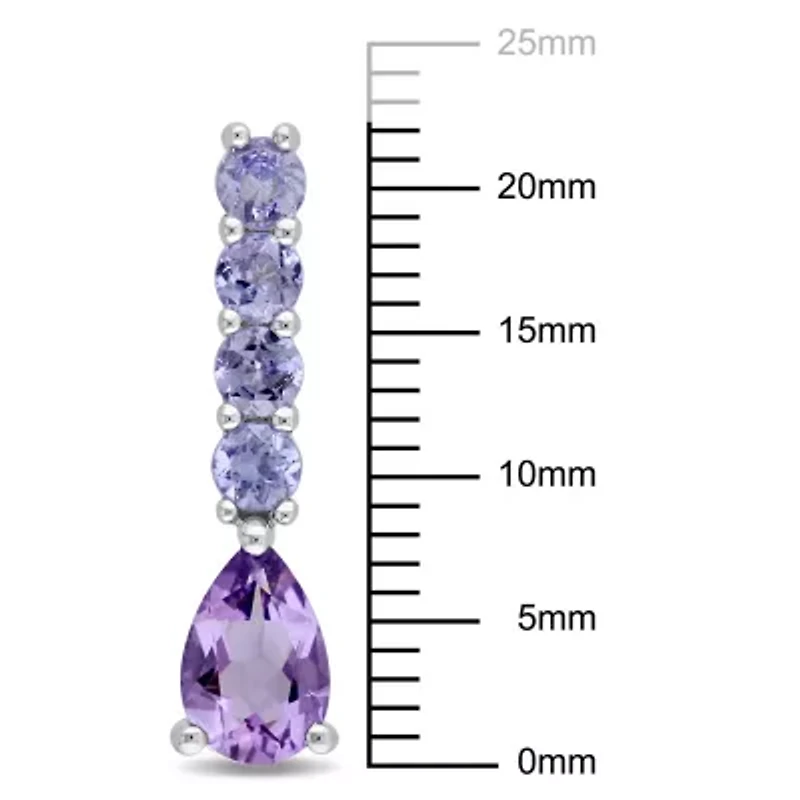 Amethyst and Tanzanite Drop Earrings in Sterling Silver