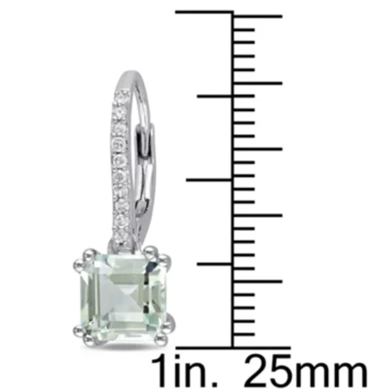 Green Quartz LeverBack Earrings in Sterling Silver