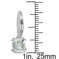 Green Quartz LeverBack Earrings in Sterling Silver