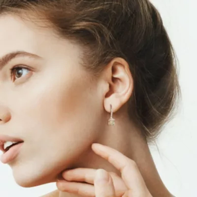 Green Quartz LeverBack Earrings in Sterling Silver