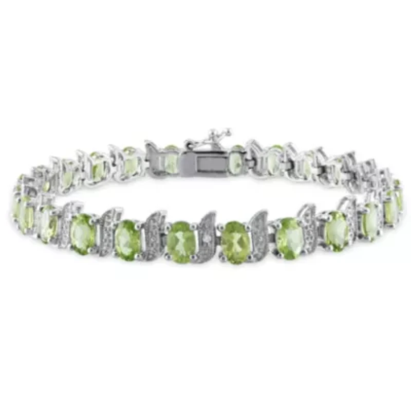 Peridot & Diamond Bracelet in Sterling Silver