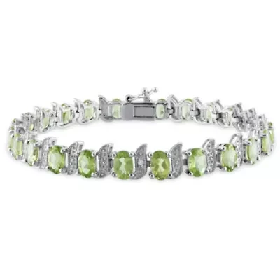 Peridot & Diamond Bracelet in Sterling Silver