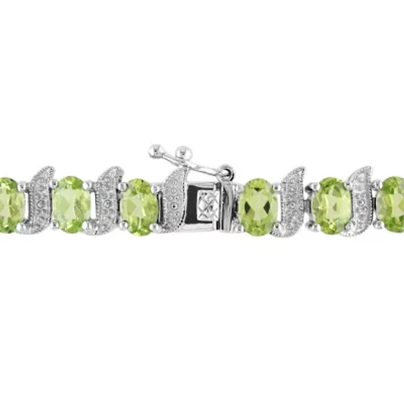 Peridot & Diamond Bracelet in Sterling Silver
