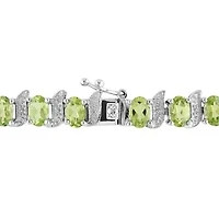Peridot & Diamond Bracelet in Sterling Silver