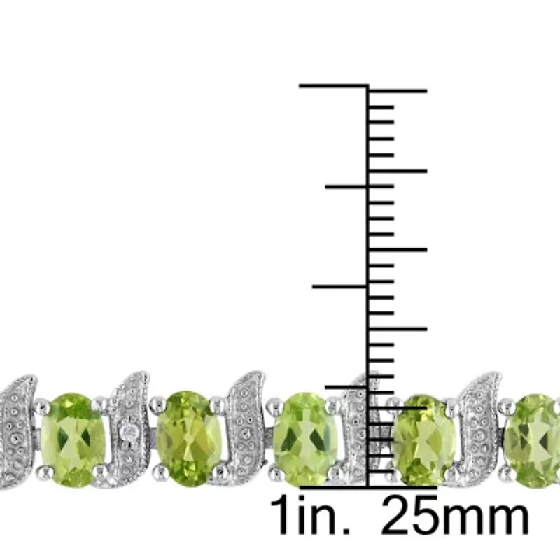 Peridot & Diamond Bracelet in Sterling Silver