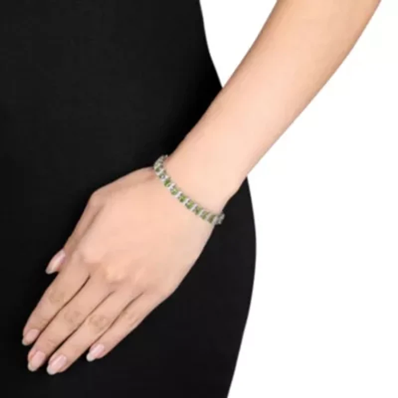 Peridot & Diamond Bracelet in Sterling Silver