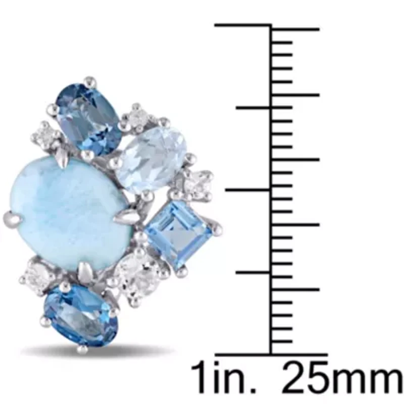 Larimar, London, Sky Blue & White Topaz Post Earrings in Sterling Silver