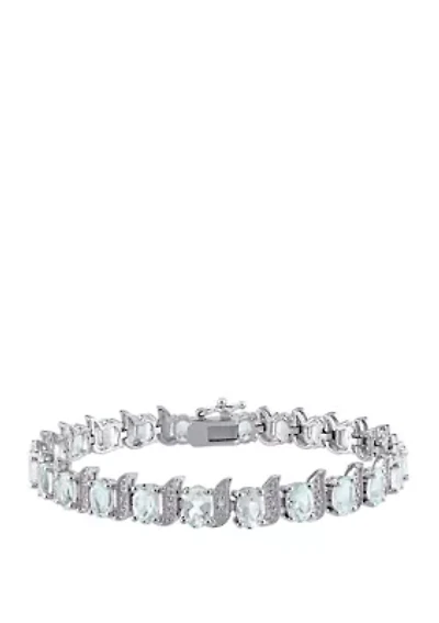 Color Gemstone & Diamond Accent S-Link Bracelet Sterling Silver