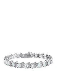 Lab Created 18 ct. t.g.w. Ruby and Diamond S-Link Bracelet Sterling Silver