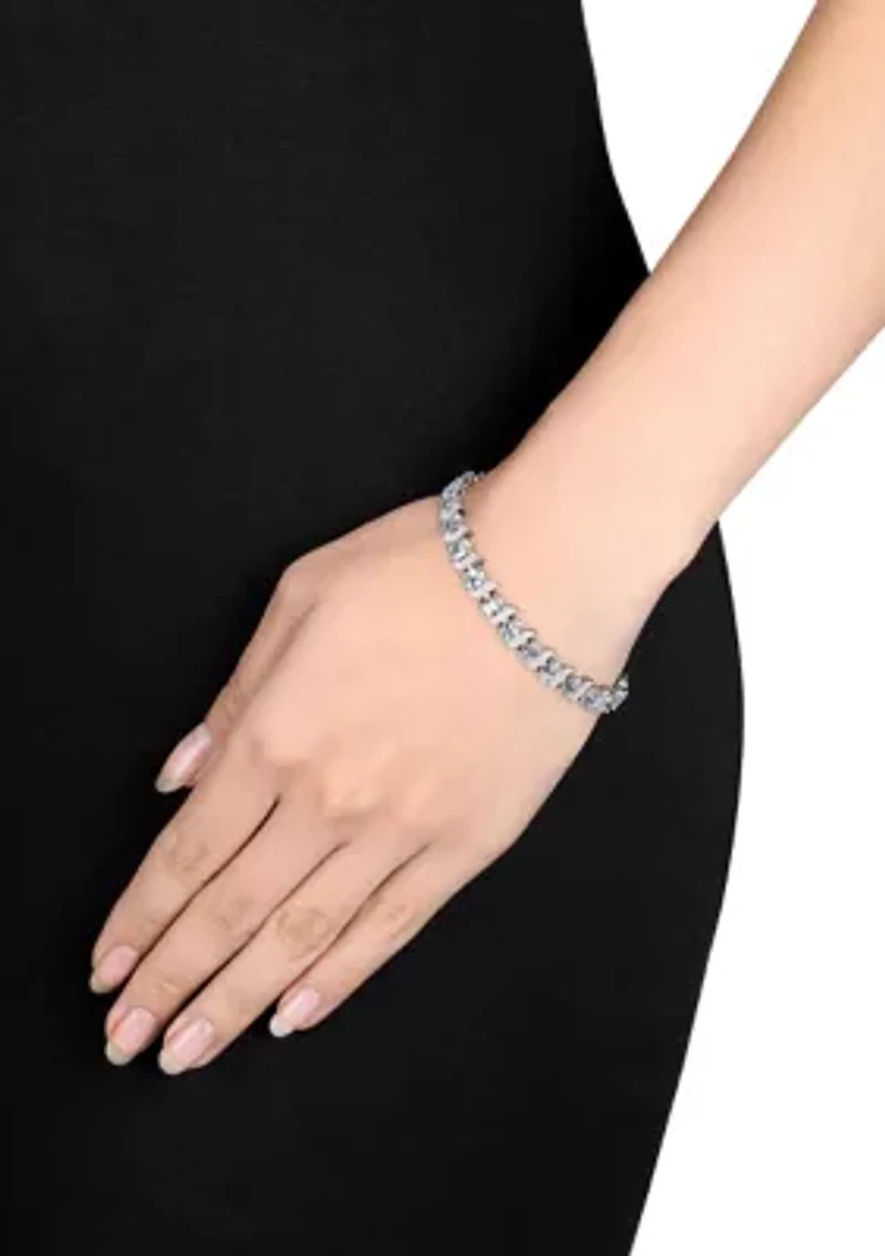 Lab Created 18 ct. t.g.w. Ruby and Diamond S-Link Bracelet Sterling Silver