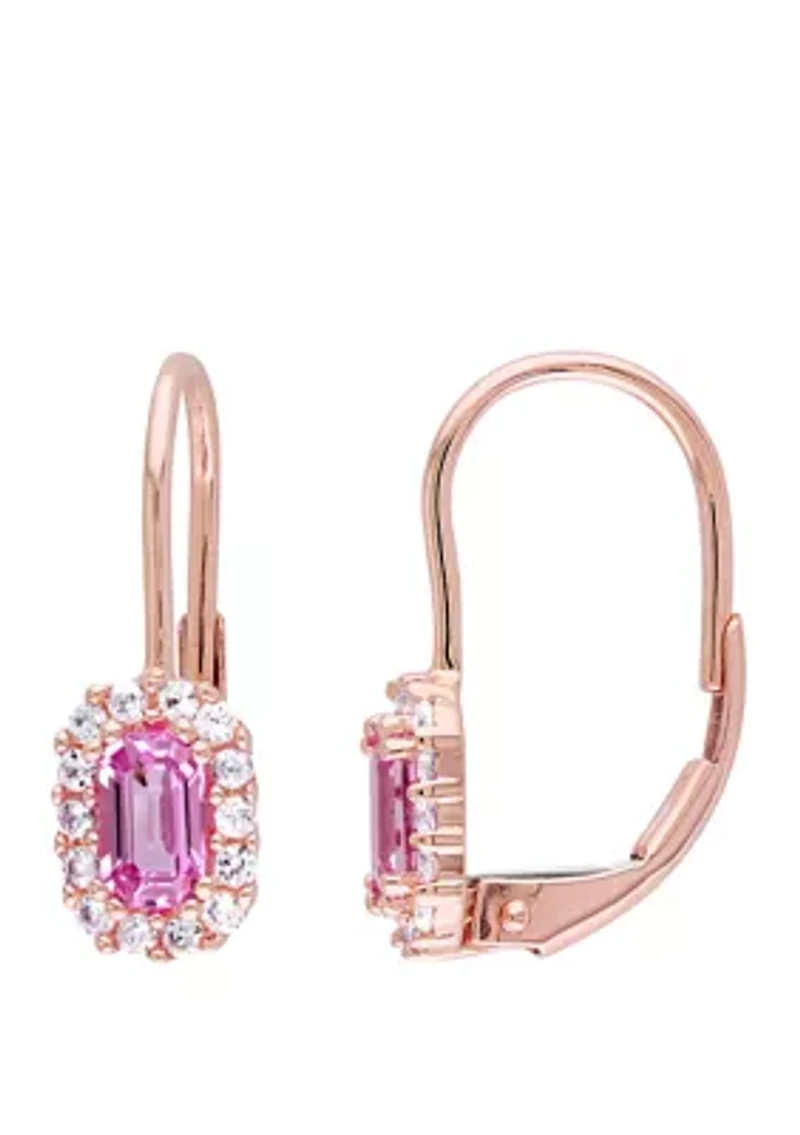 Pink and White Sapphire Halo Earrings
