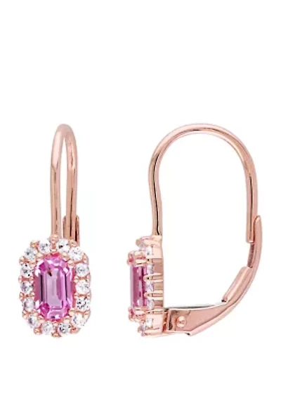 Pink and White Sapphire Halo Earrings