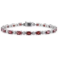 Garnet & Diamond Bracelet in Sterling Silver