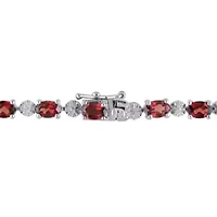 Garnet & Diamond Bracelet in Sterling Silver