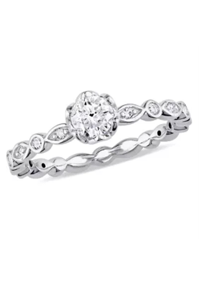 1/2 ct. t.w. Diamond Raised Scalloped Infinity Engagement Ring 14k White Gold