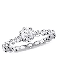 1/2 ct. t.w. Diamond Raised Scalloped Infinity Engagement Ring 14k White Gold
