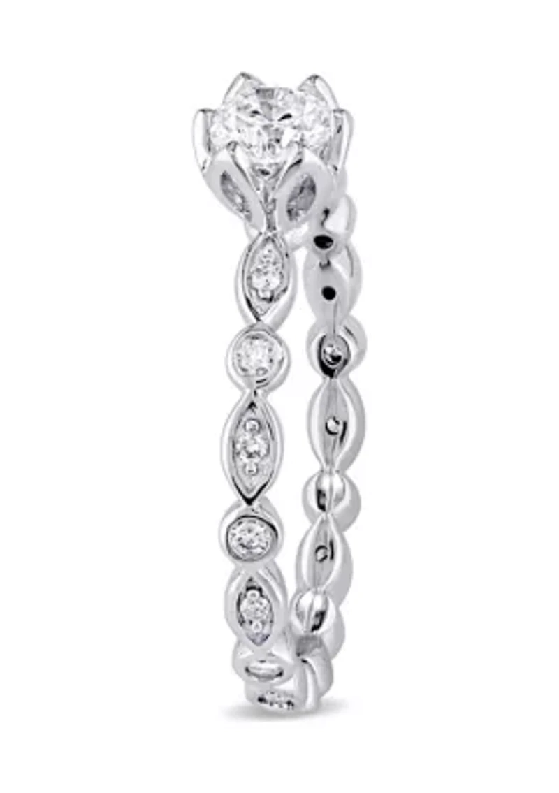 1/2 ct. t.w. Diamond Raised Scalloped Infinity Engagement Ring 14k White Gold