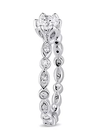 1/2 ct. t.w. Diamond Raised Scalloped Infinity Engagement Ring 14k White Gold