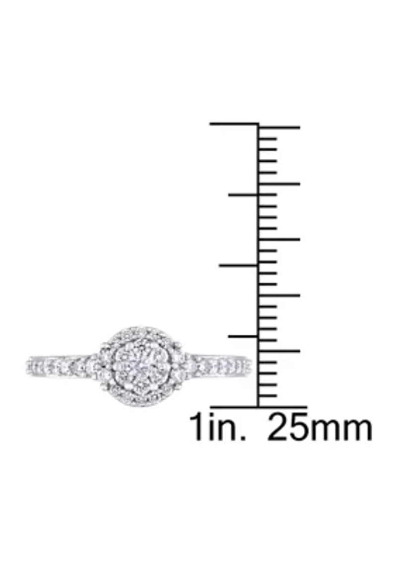 1/2 ct. t.w. Diamond Composite Halo Engagement Ring 14k White Gold