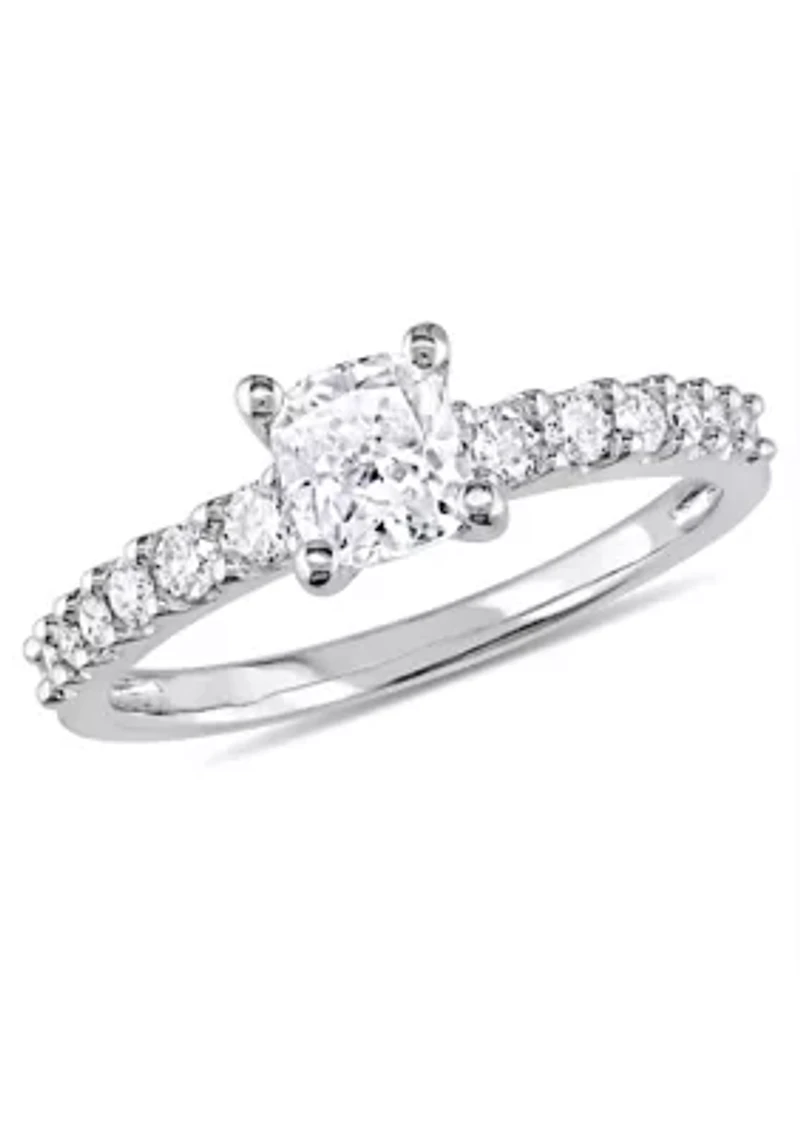 1 ct. t.w. Diamond Cushion cut Engagement Ring 14k White Gold
